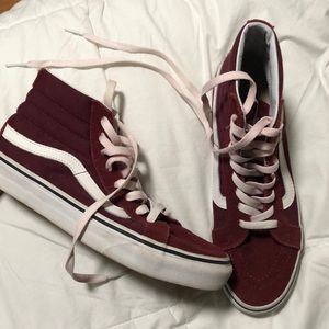 Burgundy high top old skool vans